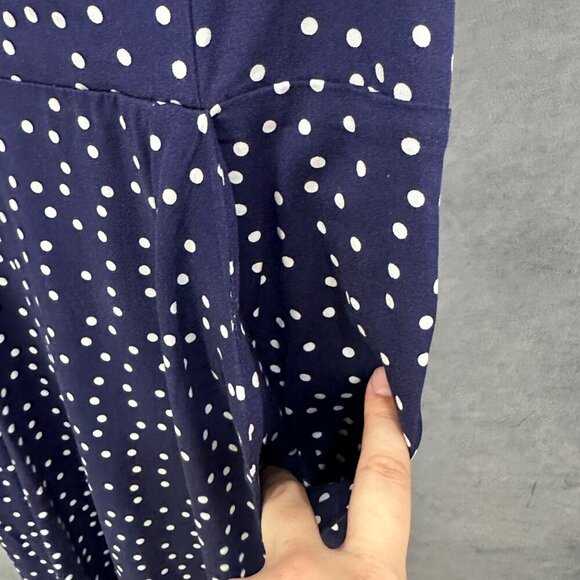 41 Hawthorn Beatriz Scallop Detail Dress Navy Polka Dot L NWT - Picture 3 of 16